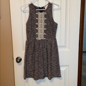 Navy and cream striped dress